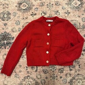 SOLD Zara knit red cardigan